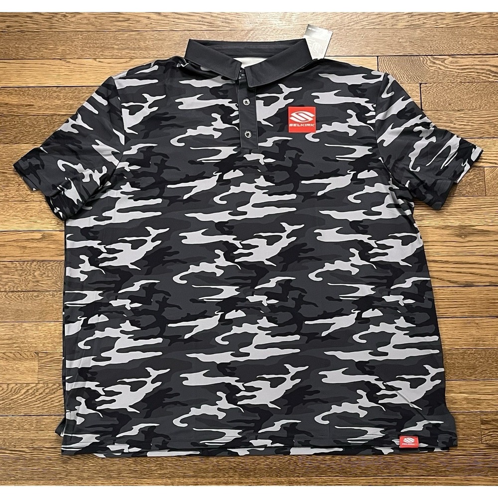 Selkirk Men's Performance Pickleball Grey Camo Polo Shirt Brand New Size 2XL